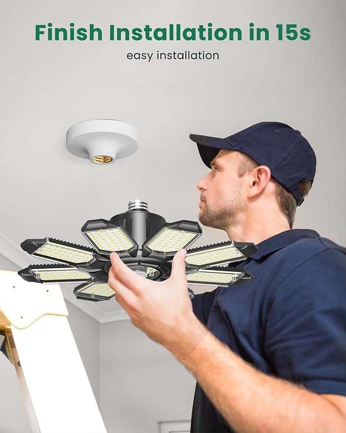 Motion Sensor Garage Light, 25000LM 250W Garage Ceiling Led Motion Activated,Motion Sensor Light Indoor with Dusk to Dawn, E26 Screw in Shop Light for Basement Barn Attic Warehouse