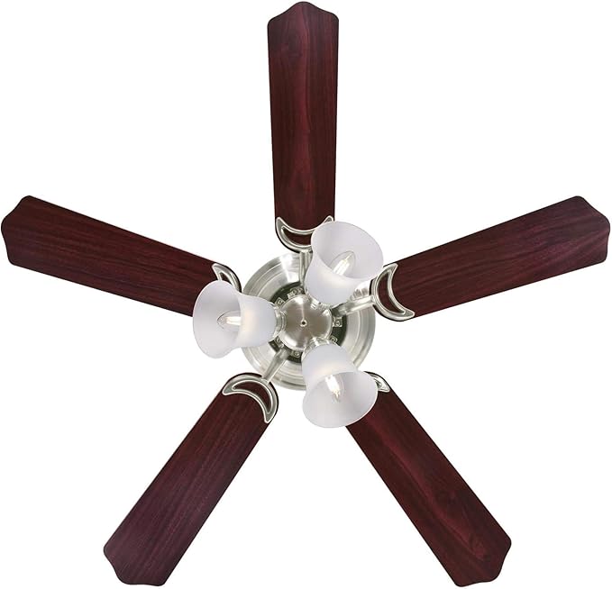Westinghouse Contempra Trio 42 Inch Ceiling Fan with Light, Indoor Brushed Nickel Ceiling Fan for Small Rooms, Reversible Blades Rosewood/Bird’s Eye Maple, LED Bulbs Included