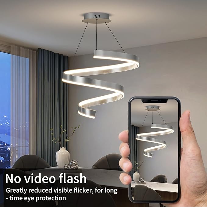 Mikeru Pendant Light,Pendant Light Fixtures with Remote Control Dimmable 3000k-6500k Pendant Light for Dining Room Living Room Kitchen, 19.6 Inch