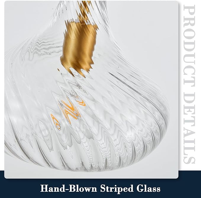Glass Pendant Lights with Striped Shade 11inch Modern Gold Pendant Lighting Fixtures for Kitchen Island Adjustable 1 Light Large Ceiling Hanging Light for Kitchen Sink Dining Room Hallway, UL Listed