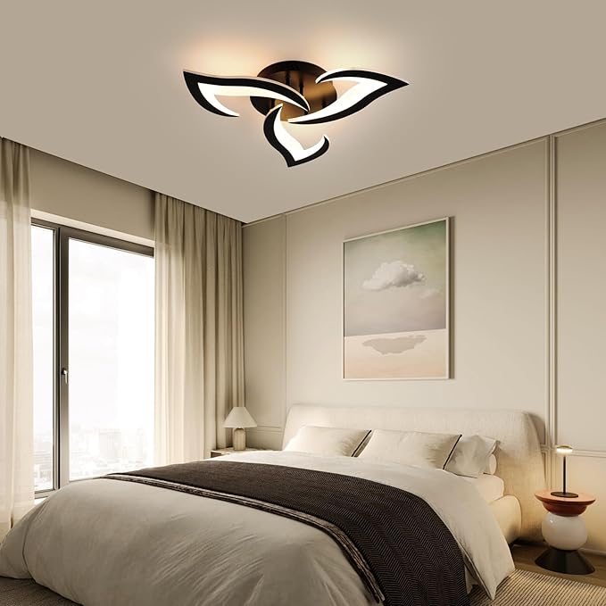 DELIPOP Modern Ceiling Light, 21W Dimmable Ceiling Lamp Remote Control, 3-Lights Flower LED Ceiling Light Fixture for Dining Room Bedroom Dinning Room Kitchen