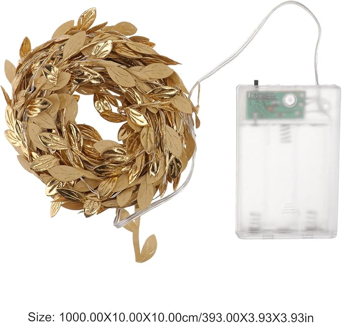 Uonlytech Gold Leaves String Light 100 LED Rattan Fairy Light Battery- Powered Copper Wire Light Window Curtain Haing Lamp for Indoor Outdoor Home Tree Garden Decor