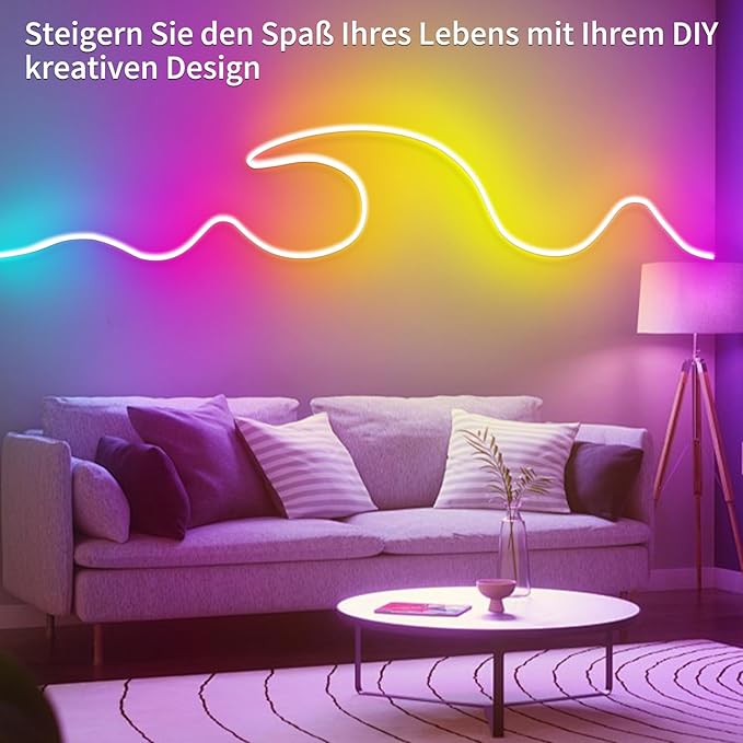 segrass 132FT Neon LED Rope Lights IP65 Waterproof LED Lights for Bedroom Flexible LED Light Strip with Remote/APP Control RGB Lighting Strip for Indoors Outdoors Bedroom Room Home Décor