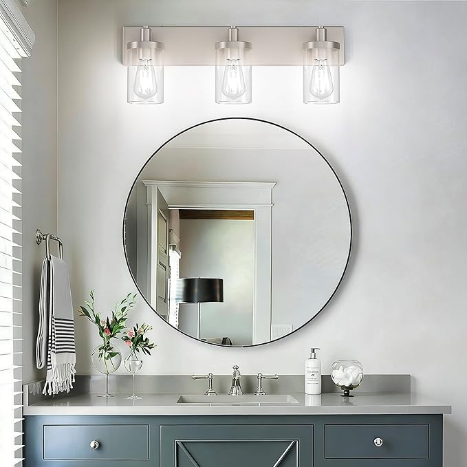 Aipsun Brushed Nickel Bathroom Light Fixtures 3 Lights Vanity Light for Bathroom Lighting Fixtures Over Mirror(Exclude Bulb)