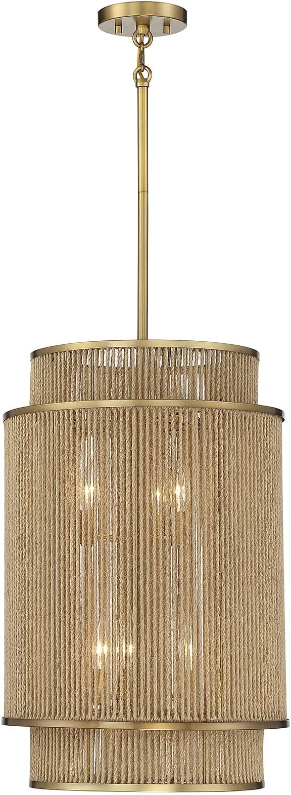 Savoy House 3-1773-6-320 Ashburn Bohemian/Eclectic Rope Pendant, 6-Light 360 Total Watts, 25" H x 16" W, Warm Brass