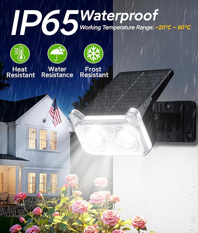 LETMY Solar Lights Outdoor Waterproof IP65, Solar Spot Lights Outdoor With 14 Big LEDs, 2-in-1 Wall Lights & 2 Modes Solar Powered Landscape Spotlights for Garage Pathway Yard Decor Garden Gift 2 Pack