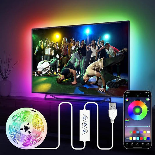 TV LED Lights 13Ft, RGB LED Strip Lights for 32-65in TV Backlight, App Control Strips Light Sync to Music, USB Bias LED Strip Lighting for Bedroom Home Room PC Monitor Gaming Lights Cabinet