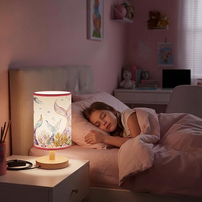 Glooglitter Summer Mermaid Table Lamp 3 Colors Mermaid Room Bedroom Decor Dimmable Lights 9.72 x 5.12 Inch Ocean Night Light Bedside Sea Lamps Decoration for Bedroom Desk Birthday Gifts