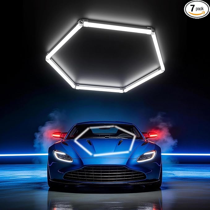 HYPERLITE Gen 2 Hexagon Garage Lights: 42W 4200LM 1 Grids DIY Hexagon Led Light, 6500K Ultra Bright Honeycomb Hex Lights, Easy Install, Durable Design for Garage, Shop, Basement, Barber, Homegym