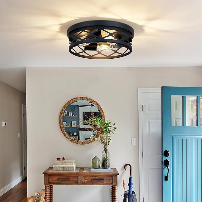 3-Light Farmhouse Flush Mount Ceiling Light,13 inch Hallway Lighting Fixtures Ceiling,Light Fixtures Ceiling Mount for Kitchen Entryway,Hall（1 Pack）
