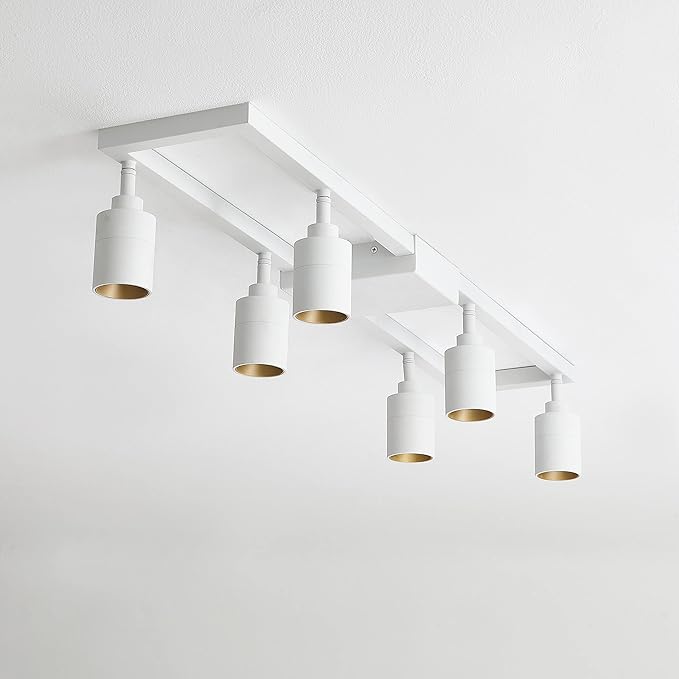 Shura - Square 6-Light White Integrated LED Ceiling Light w/Rotatable Heads, Adjustable Flush Mount Ceiling Light, 3000K, 2730 Lumens