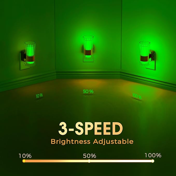 Briignite Night Light, Night Lights Plug into Wall, RGB Color LED NightLight with Dusk to Dawn Sensor, 180° Rotating Night Lights, Adjustable Brightness, Wall Sconce for Bedroom Hallway, 2 Pack