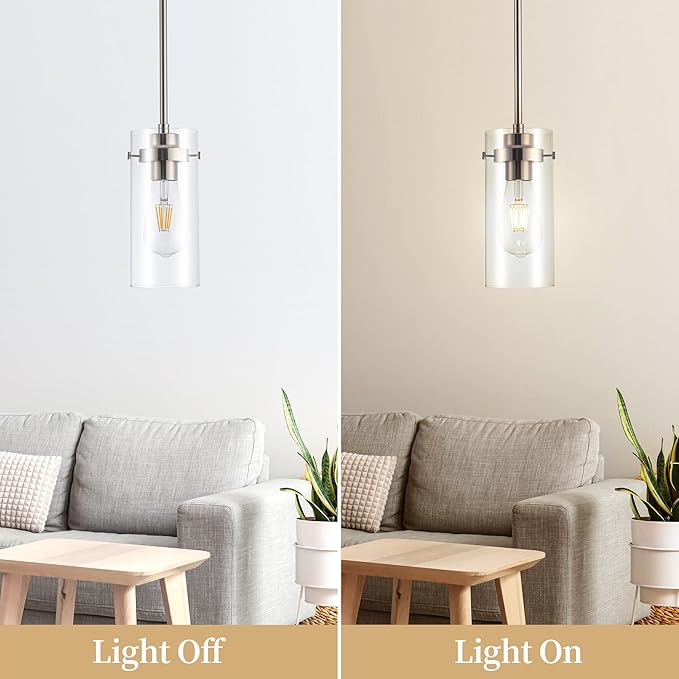 Pendant Lights Kitchen Island, Kitchen Lights Ceiling Hanging, Kitchen Light Fixtures Brushed Nickel Finish, Industrial Pendant Light Fixtures for Kitchen Island