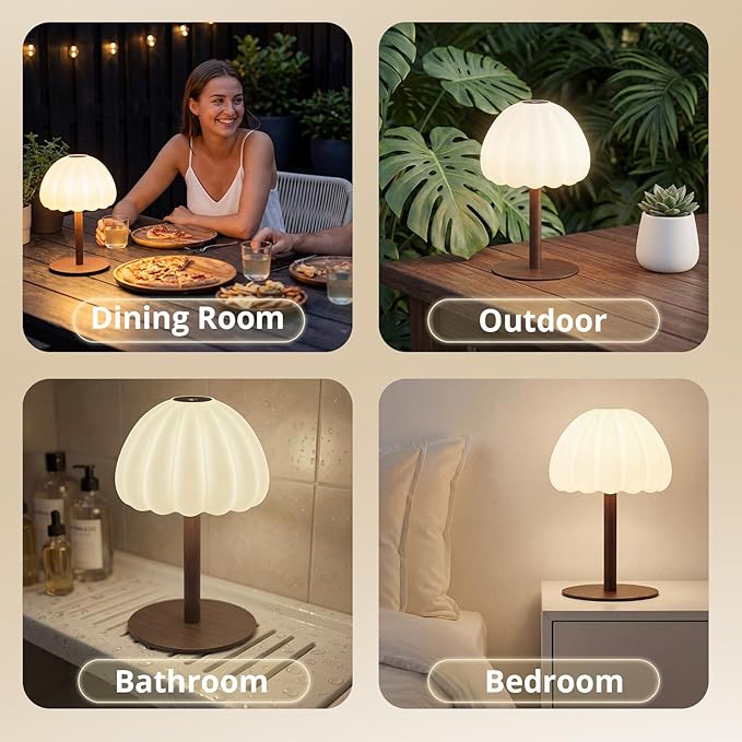 Hifree Rechargeable Waterproof Shower Lamp, IP65 Cordless Touch Dimmable Small Desk Light for Inside Shower, 4500mAh Battery Operated Color Changing Table Lamp for Bathroom, Bedroom, Outdoor