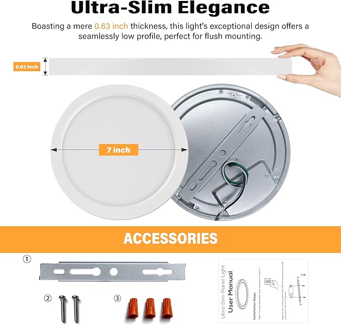 ETL Certified 7 inch Small LED Flush Mount Ceiling Light Dimmable,5000K Daylight Ultra Slim Round Flat Panel Ceiling Light Fixture,Modern Ceiling Lamp for Closet,Kitchen,Bathroom 26Pack(White)