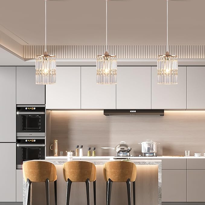 Crystal Ceiling Pendant Lighting Fixture for Living Room Dining Room Kitchen Hallway (Gold Pendant)