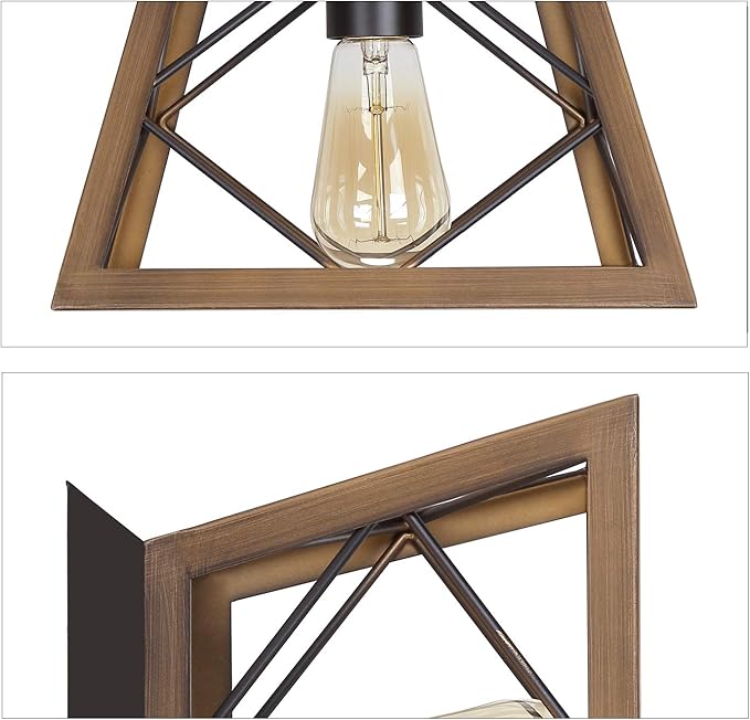 Q&S Flush Mount Ceiling Light Fixture,Farmhouse Vintage Lights,Industrial Metal Lamp for Hallway, Entryway, Bathroom ORB+Brush Brown,1 Light E26