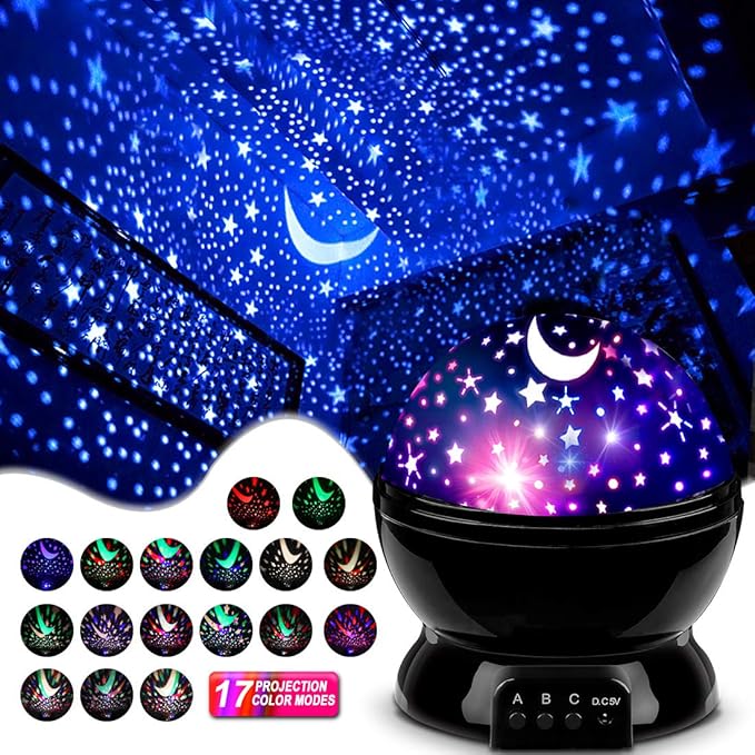 MOKOQI Star Projector Night Lights for Kids, Birthday Gifts for 1-4-6-14 Year Old Girl Boy Kids Bedroom, Glow in The Dark Stars Moon for Child Asleep Peacefully