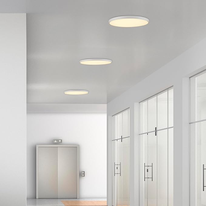 Maxxima 24 in. LED Flush Mount Ceiling Light Fixture - 3300 Lumens, 5 CCT 2700K/3000K/35000K/4000K/5000K, Round Color Selectable Panel Light, Dimmable, Suitable for Bathroom or Shower