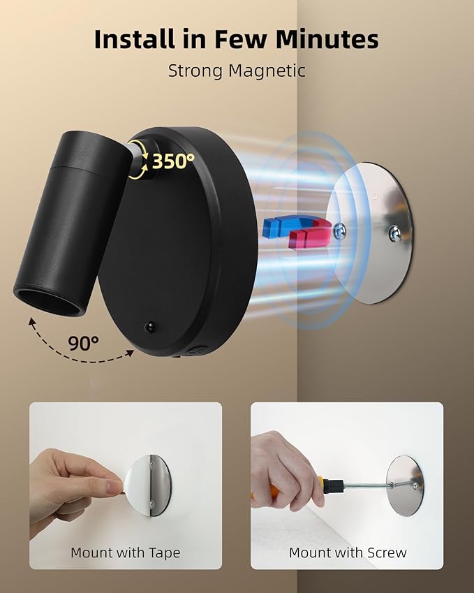 EZVALO Spotlights Indoor with Remote, 5500mAh Rechargeable Picture Lights, Wireless LED Uplighting with Timer＆Dimmable, 3CCT, Mini Plant Spot Lights for Painting, Artwork (4Pack-Black)