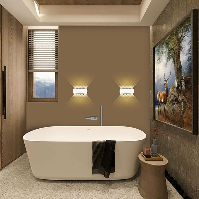 Kawell 8W Modern Wall Sconces LED Wall Light Up Down Indoor Outdoor Aluminum Wall Lamp LED Waterproof IP65 for Bedroom Living Room Bathroom Stairs Hallway Corridor Porch, White 3000K