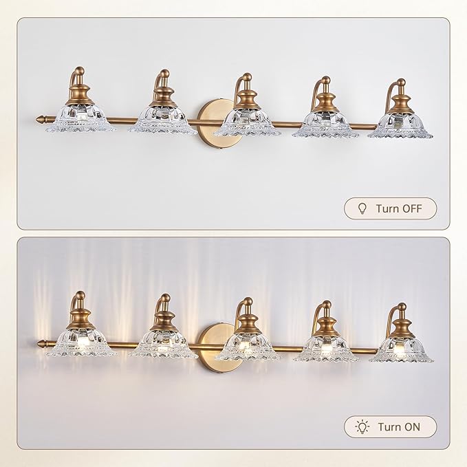 XIEDUN 37.4" Bathroom Light Fixtures 5 Lights Vanity Lighting Fixtures (Exclude G9 Bulb) Vanity Lights for Bathroom