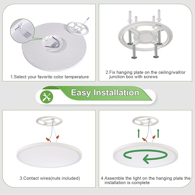 6PK 15.8 Inch LED Flush Mount Ceiling Light Fixture, 32W,3200LM,3000K/4000K/6000K CCT Selectable,0.67 inch Super Slim LED Ceiling Light for Bedroom,Hallway,Kitchen,White
