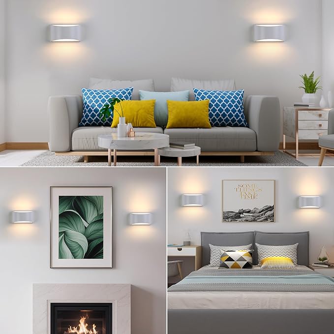 White Modern LED Wall Sconce (with G9 Bulbs) Hardwired Indoor Wall Lights Set of 2 Up and Down Wall Mount Light for Hallways, Bedrooms, Hallways, Living Room 3000K Warm White