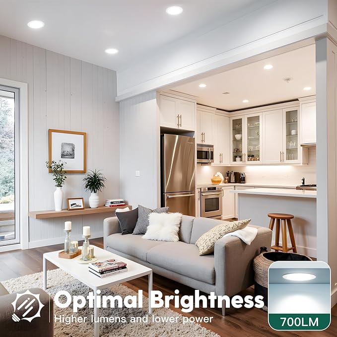 FREELICHT 24 Pack 4 Inch 5CCT Ultra-Thin LED Recessed Ceiling Light with Junction Box, 2700K/3000K/3500K/4000K/5000K Selectable, 700LM Brightness, Dimmable Canless Wafer Downlight, 10WEqv90W-ETL&FCC