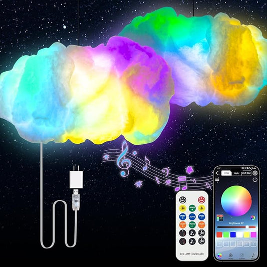 Cloud LED Lights for Bedroom - Aesthetic Mood Light with Music Sync App Control Wall Light, 3D Ceiling Lamp Color Changing Strip Lights for Kids Room Decorations
