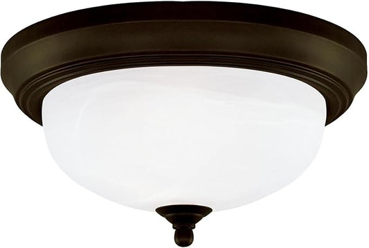 Westinghouse 64291 13-Inch Two-Light Flush Mount Fixture, Oil Rubbed Bronze with Frosted White Alabaster Globe