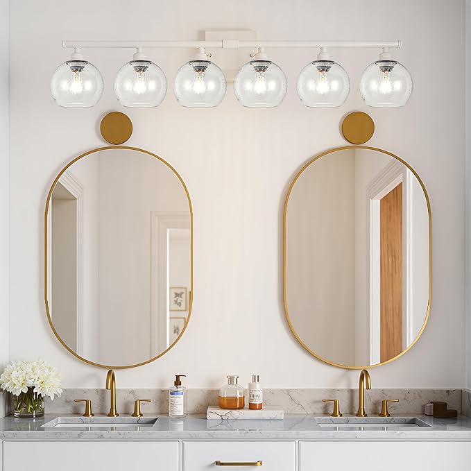 2 Pack Clear Seeded Glass Shades Globes, Glass Lamp Shade Covers Replacements for Light Fixtures, 1.65 Inch Fitter Transparent Lampshades for Chandelier Wall Sconces Vanity Lights Pendant Lights