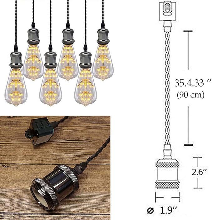 Kiven 3-Lights H System Track Mini Pendant, Pearl Black Finish Lamp Holder Fitting Track Light Kit, Rose Pendant Braided Fabric Flex Cord Length 35.43 in,TB0123-90CM