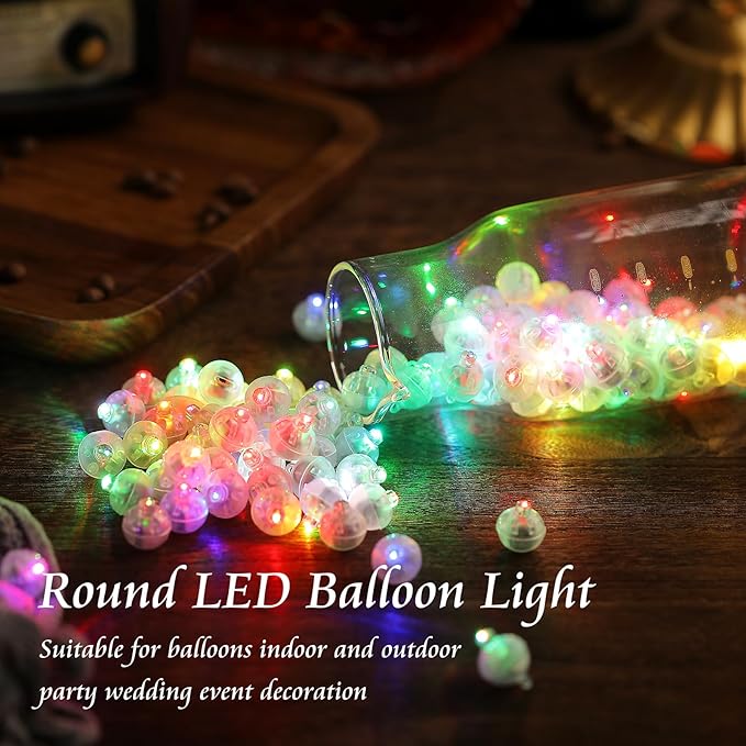 200pcs Balloon Lights Rainbow Mini LED Lights Round Long Standby Time Ball Lamps for Birthday Party Easter Christmas Halloween Decoration
