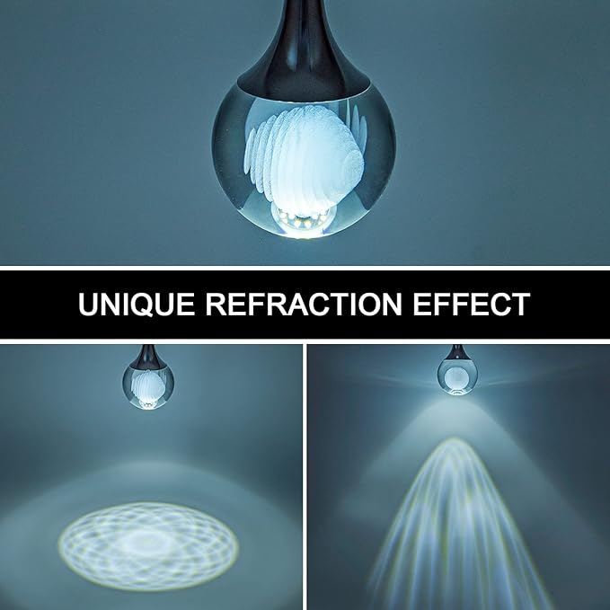 CHYING Modern LED Crystal Pendant Light Chrome Teardrop Kitchen Island Lights Fixture 6000k Cool White Globe Ceiling Hanging Lighting for Living Room Dining Room Bedroom Bathroom