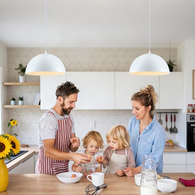 White Large Pendant Light 2 Packs,19.7inches, Kitchen Pendant Lights, Oversized Island Pendant Lights, Farmhouse Pendant Light, Pendant Light for Bedroom, Kitchen Island