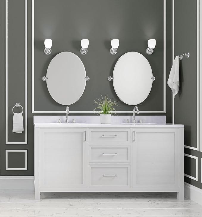 Gatco 1646 Triple Wall Sconce, White Finish Bathroom Vanity Light Fixture