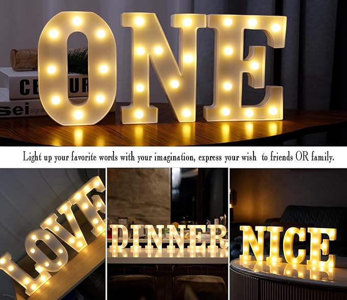 DyingSwan Small Led Marquee Letters, Light Up Letters, 8.58 Inch Led Letter Lights, Battery Powered Lighted Sign for Table, Party, Birthday, Christmas Decor (Letter N)