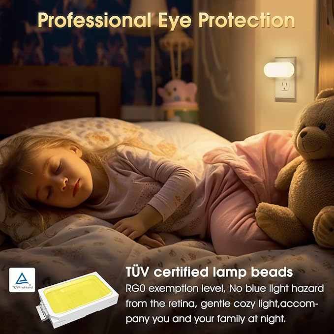DORESshop Night Lights Plug into Wall, [2 Pack] 1W 3000K Led Night Light with Dusk to Dawn Sensor, Dimmable Night Light from 0LM to 100LM for Bathroom Hallway Bedroom Kids Room Stairway