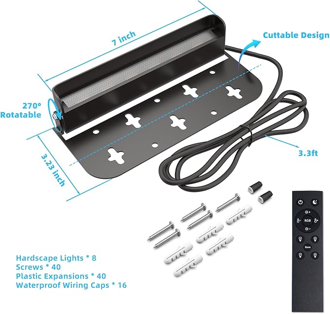 Kaqur 8 Pack 7inch 5W BT RGBCW APP Control Hardscape Lighting Retaining Wall Lights IP65 Waterproof Paver Lights,12V DC Low Voltage Outdoor Lights,16 Million Colors,FCC Listed(App & Remote)