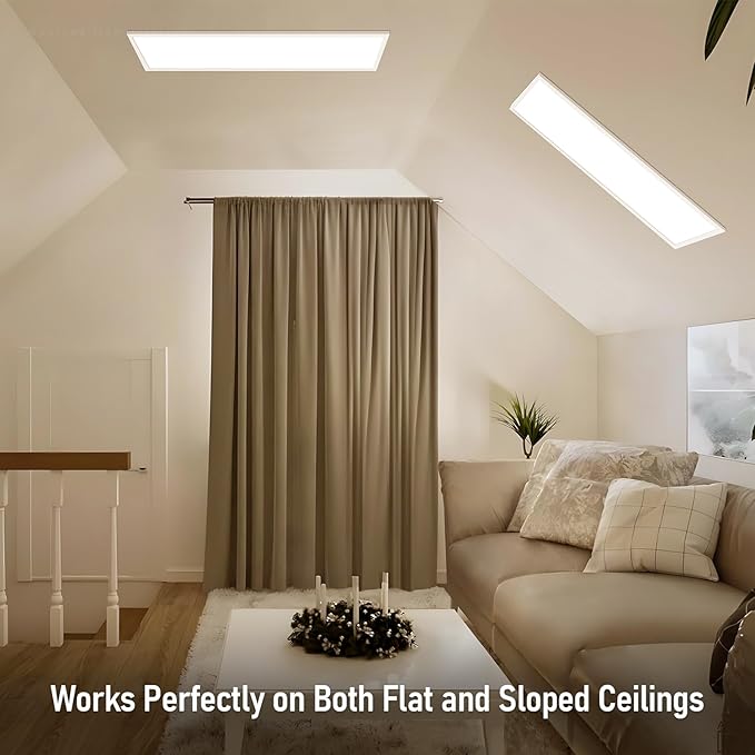 LEONLITE 3CCT 120V 1x4FT LED Flat Panel Light, Surface Mount Ceiling Light, 46W/40W/30W, 4600LM, Built-in Driver Ceiling Light, 5%-100% Dimmable, ETL, White, 3500K/4000K/5000K, Pack of 2