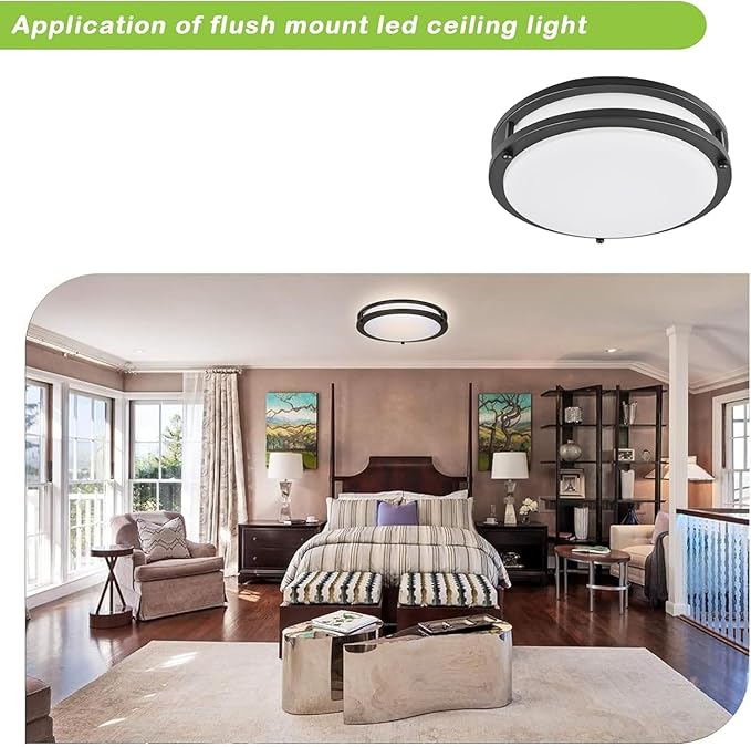 hykolity 10 inch Flush Mount LED Ceiling Light Fixture, 17W 1100lm, 2700K/3000K/3500K/4000K/5000K Adjustable Ceiling Lights, Oil Rubbed Bronze Saturn Dimmable Lighting for Hallway Bathroom - 2 Pack