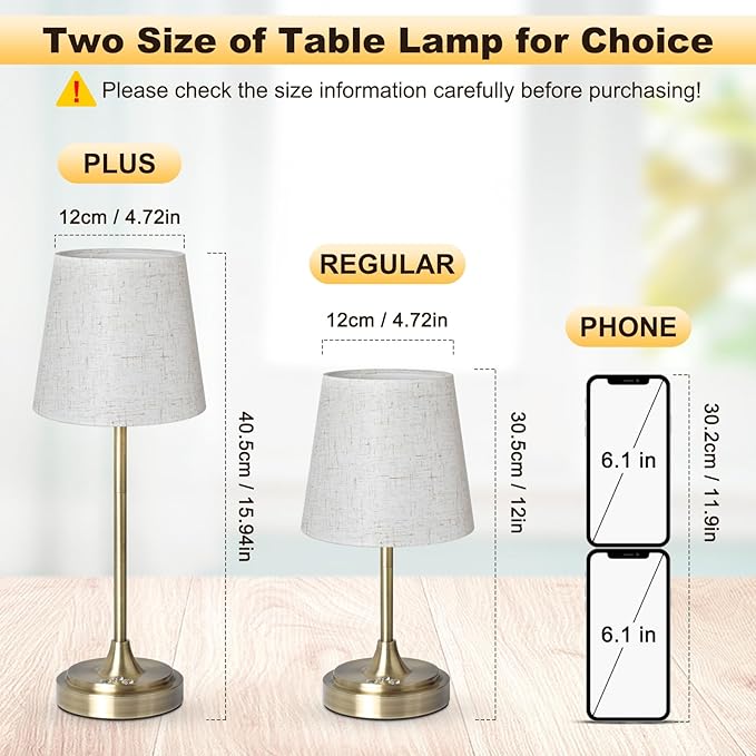 Wowag Cordless Table Lamp Rechargeable,5000mAh Battery Operated Desk Lamp,3 Colors & 7 RGB Stepless Dimmable,Touch Ambient Light for Bedside,Bedroom,Dining Room,Living Room,Bronze,FlaxenShade