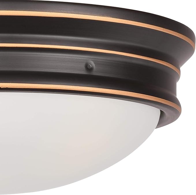 Westinghouse 6370600 Meadowbrook 13-Inch, Two-Light Indoor Flush Mount Light Fixture, Oil Rubbed Bronze Finish and Frosted Glass
