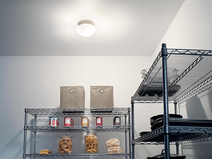 Kichler Ceiling Space 7.5" 1 Light Flush Mount with White Globe in Brushed Nickel