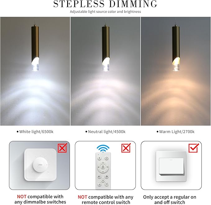 2 Pack Modern Gold Pendant Light Fixture, Acrylic Bubble Cylinder Hanging Lights, 3 Color Temperatures, Minimalist Ceiling Chandelier Lighting for Dining Room, Bedroom, Hallway, Bar, Kitchen Island