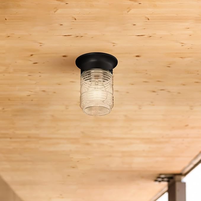 Design House 2-Pack Jelly Jar 1-Light Indoor/Outdoor Flush Mount Ceiling Light, Black – Design House, 587576
