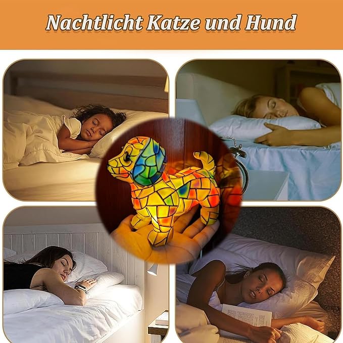 Neioaas Dachshund Lamps - Retro Dogs Stained Resin Tabletop Night Light, Dog Series Art Night Light, 3D Cute Pet Dogs Themed Lamp LED Table Lamps, Fun Gift for Dog Lovers (Dachshunds)