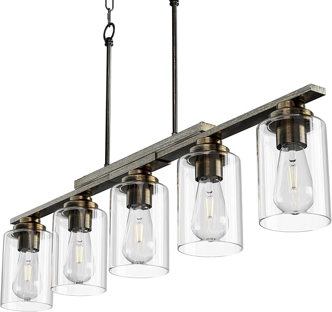 VONLUCE Kitchen Island Lighting, Dining Room Light Fixture Over Table with Glass Shade