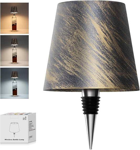 Wireless Bottle Lamp, 2024 New 3 Color Rechargeable Wine Bottle Lights for Bars Restaurants (Bronze, 1PC) v